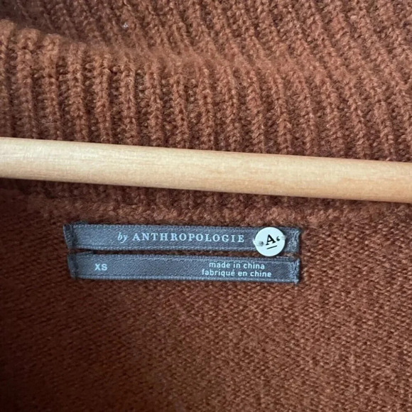 Anthropologie Wool Yak Blend Cowl Turtleneck Slouchy Sweater Pumpkin Size XS - Picture 7 of 8